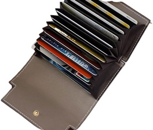Kelly Card Holder - Khaki (Accordion Style - Genuine Leather)
