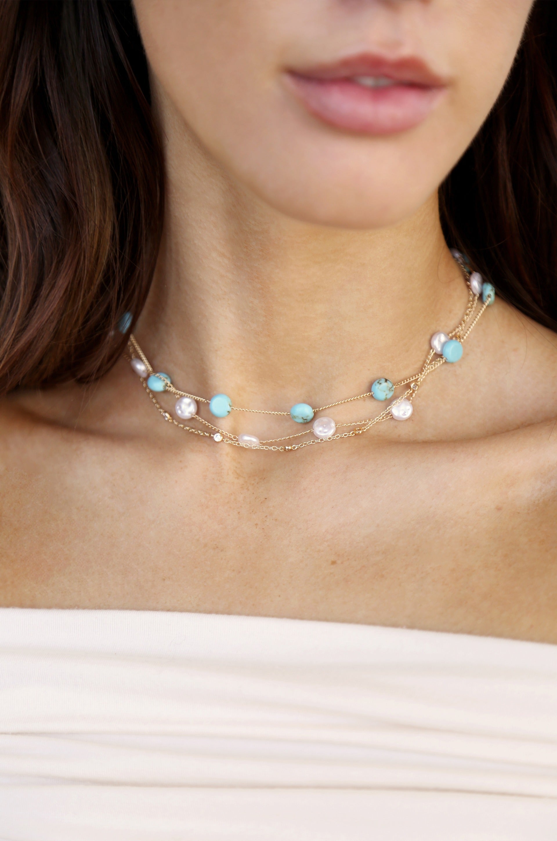 Turquoise & Pearls Necklace