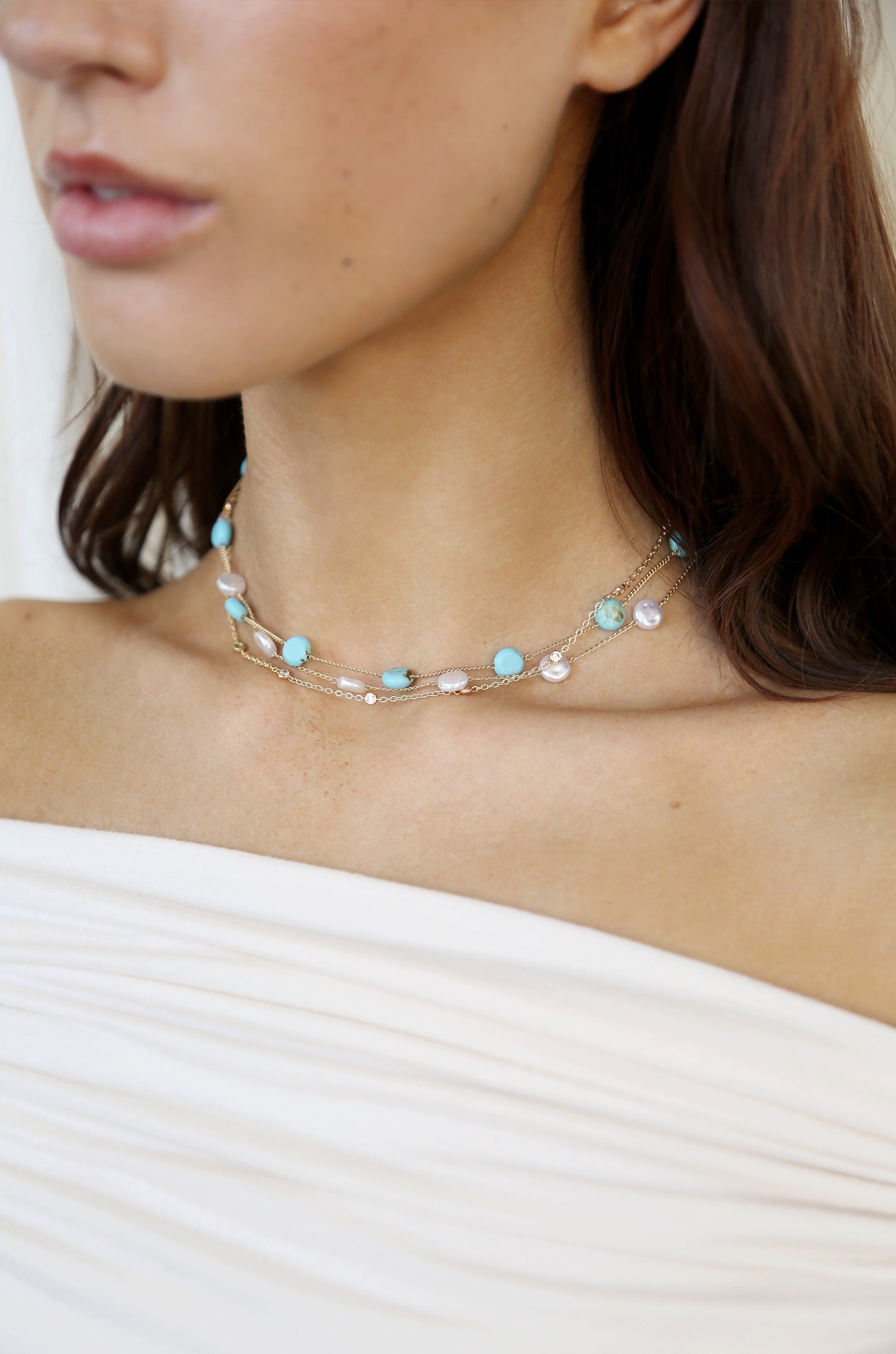 Turquoise & Pearls Necklace