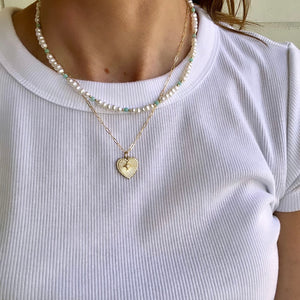 Heart Charm Paperclip Necklace (Gold Filled)