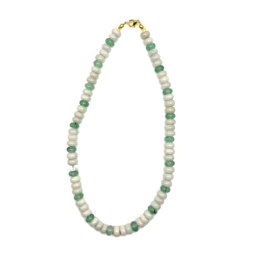Pearl Green Gemstone Necklace 15”