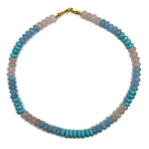 Sunset Pink/Blue Gemstone Necklace