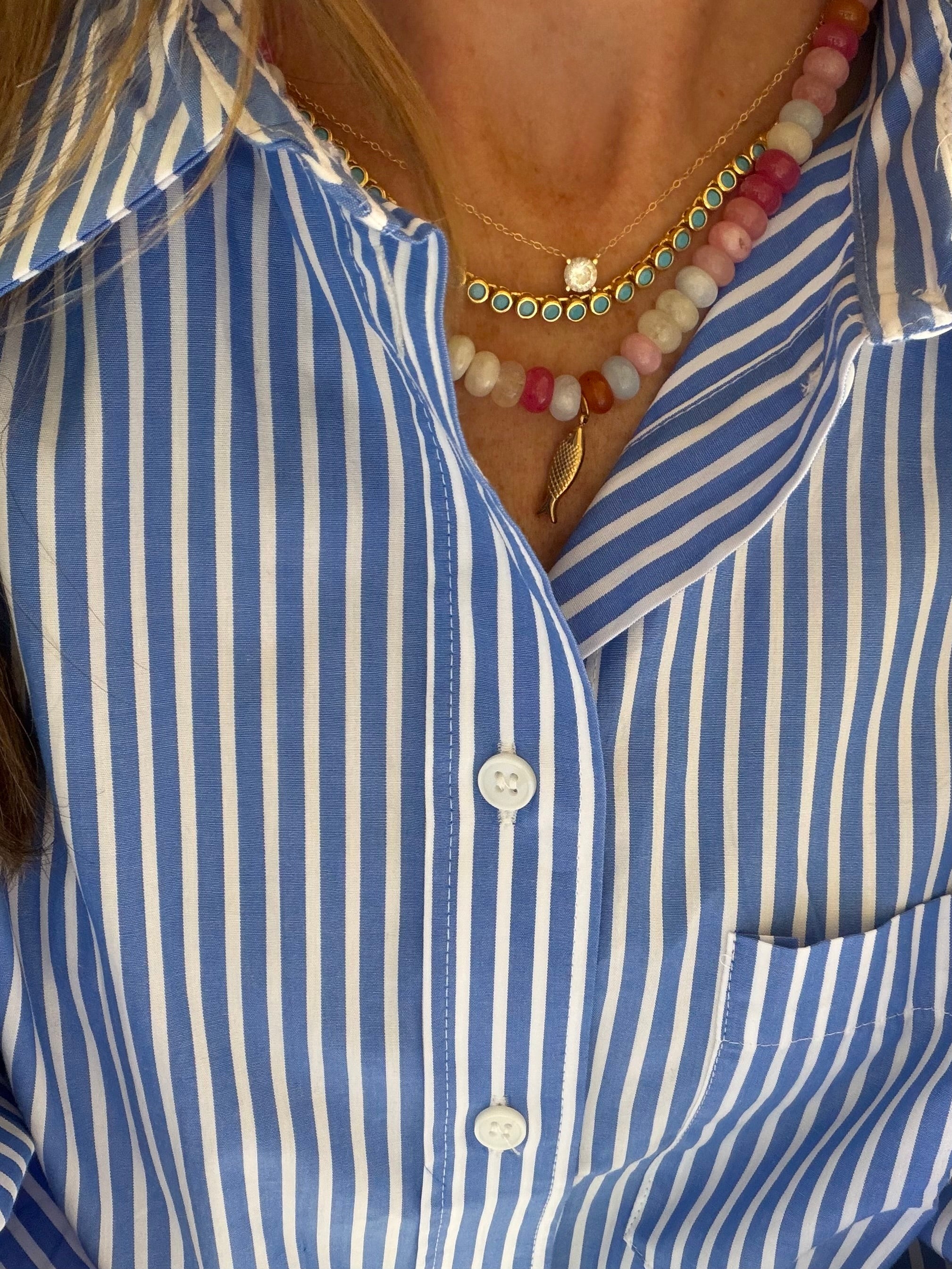 Gold Turquoise Bezel Tennis Necklace