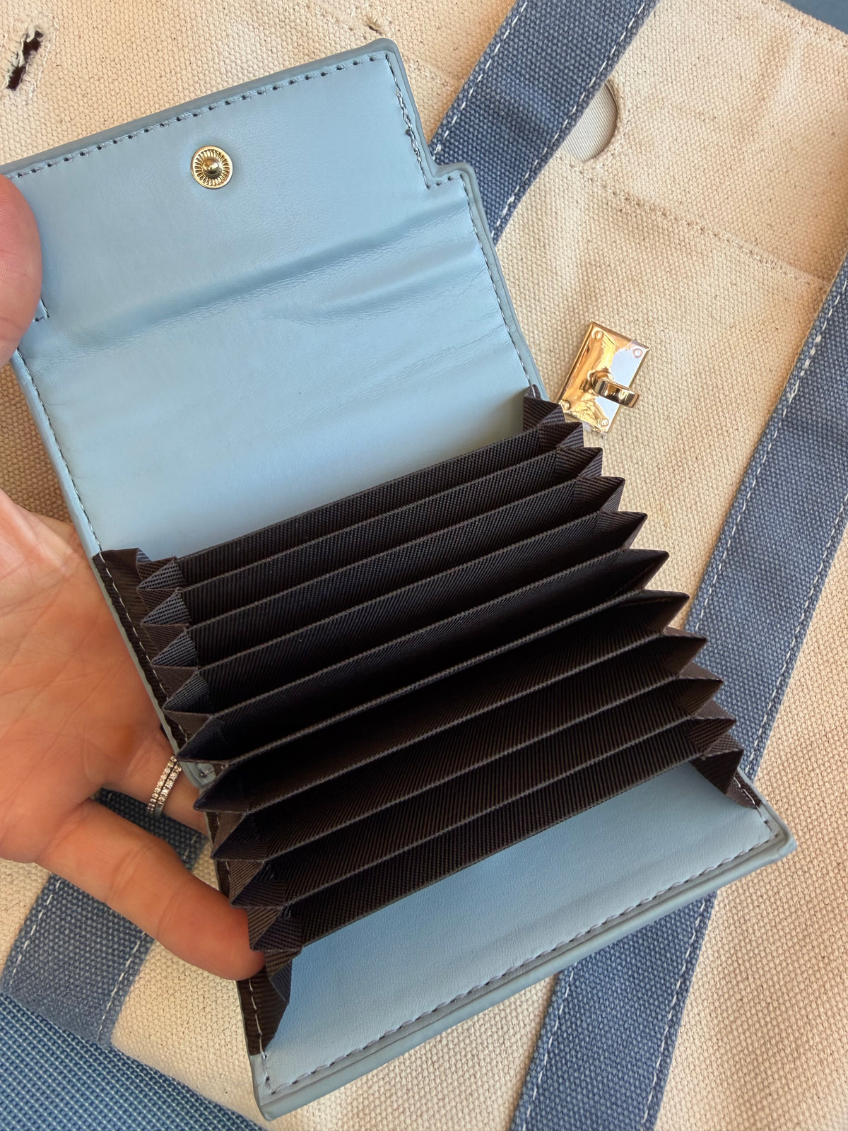 Kelly Leather Wallet - Accordion Card Holder (Ocean Blue)