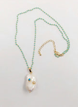 Load image into Gallery viewer, Turquoise Beaded Freshwater Pearl Necklace