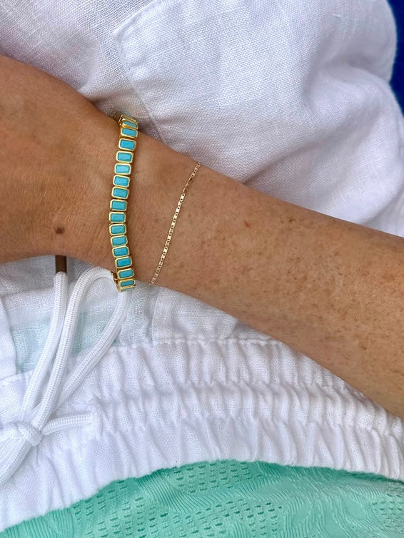 Turquoise Tile Tennis Bracelet