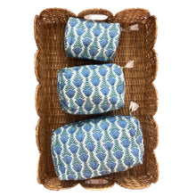 Load image into Gallery viewer, Cotton Block Print Cosmetic Bags - Lotus Blues (Set of 3)