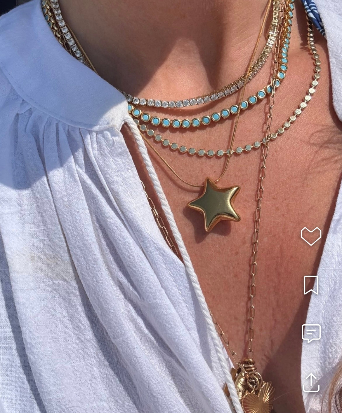 Gold Turquoise Bezel Tennis Necklace