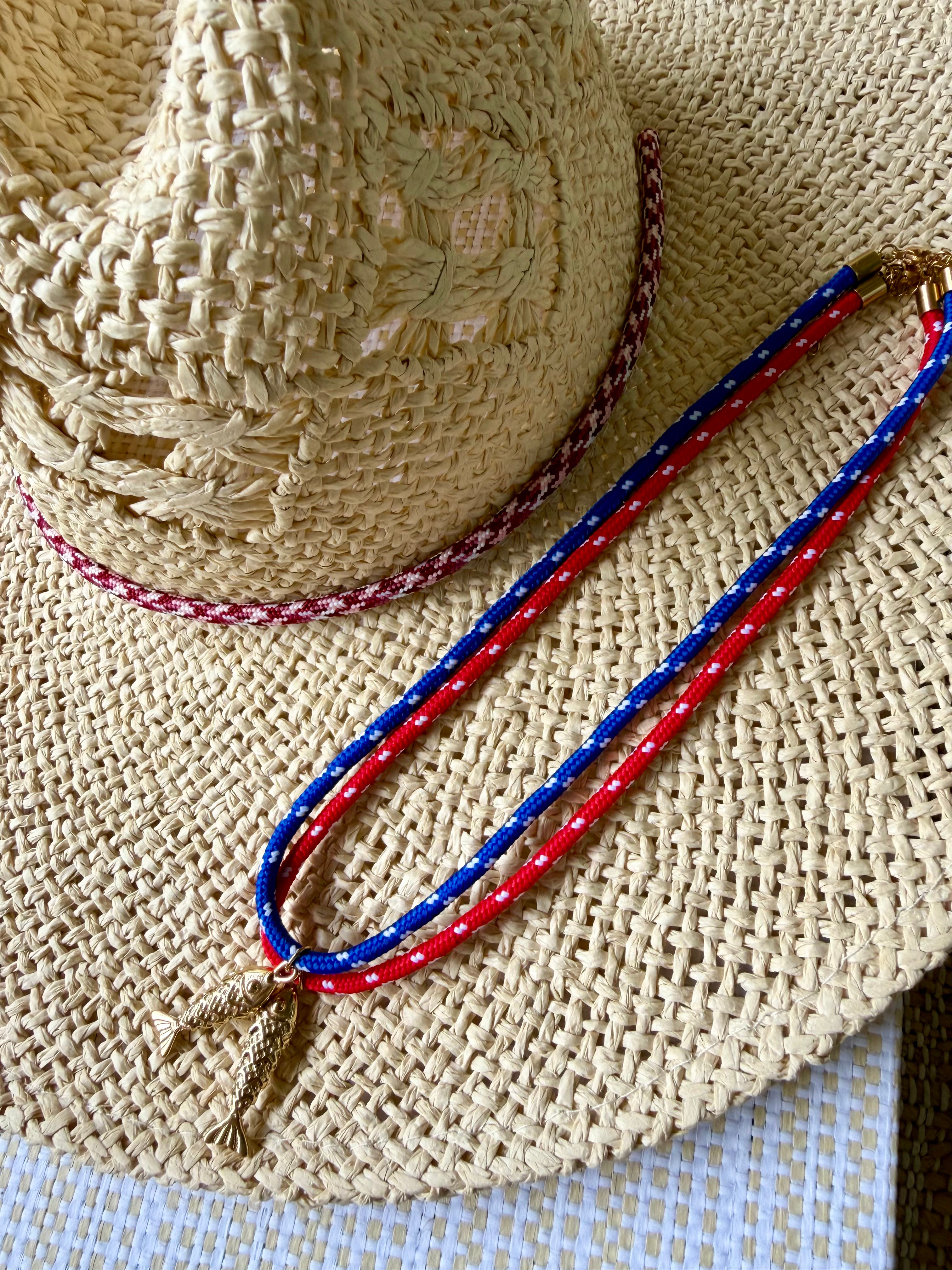 Red Paracord Fish Charm Necklace (Available 6.5.26 9am cst)