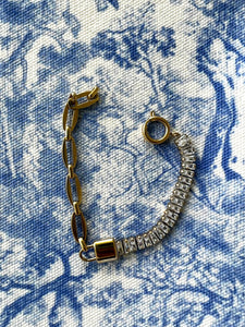 Gold Jewel + Chain Links Bracelet (tarnish free)