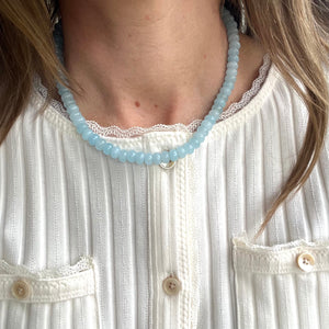 Light Blue Gemstone Necklace 15”