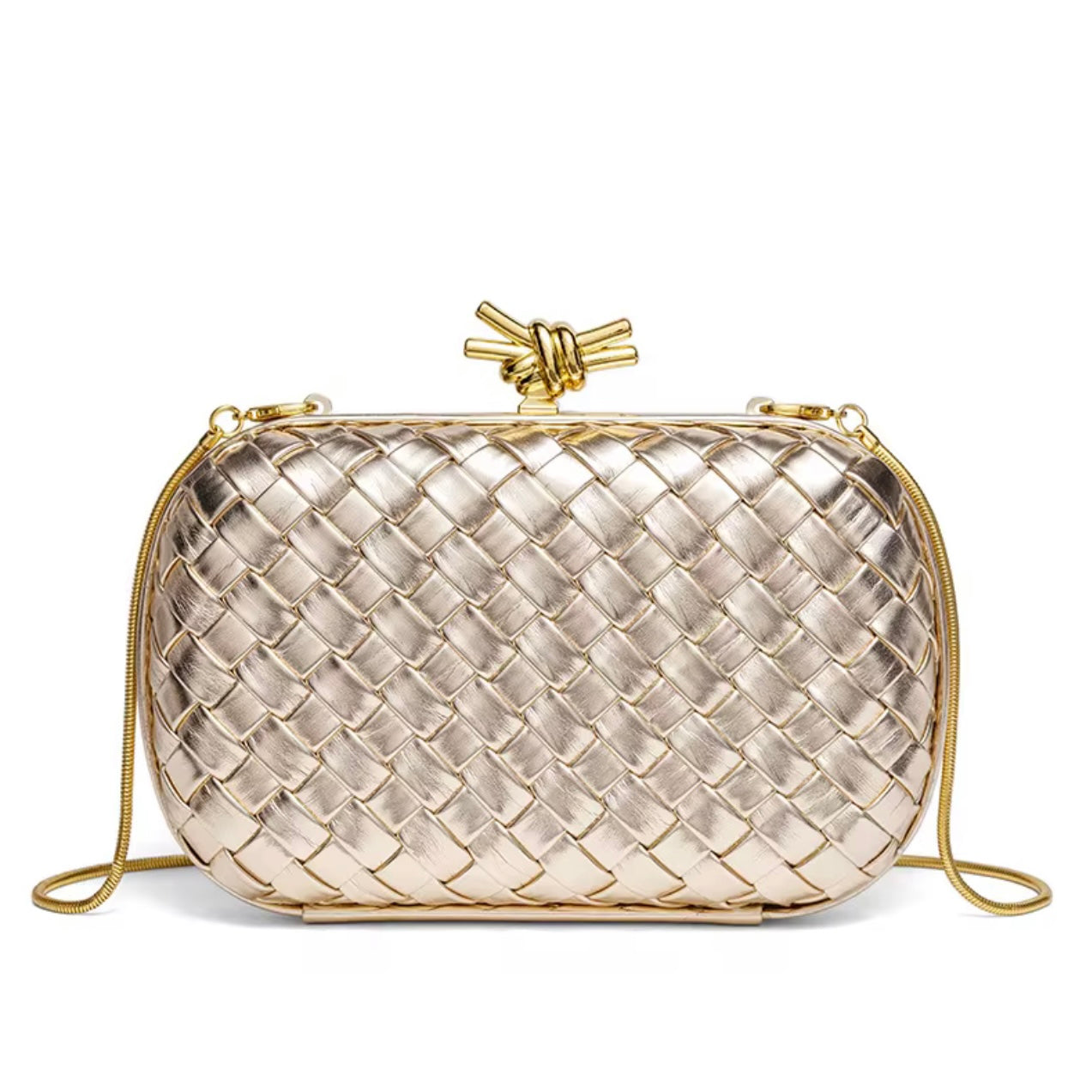 Tinsley Woven Clutch - Champagne
