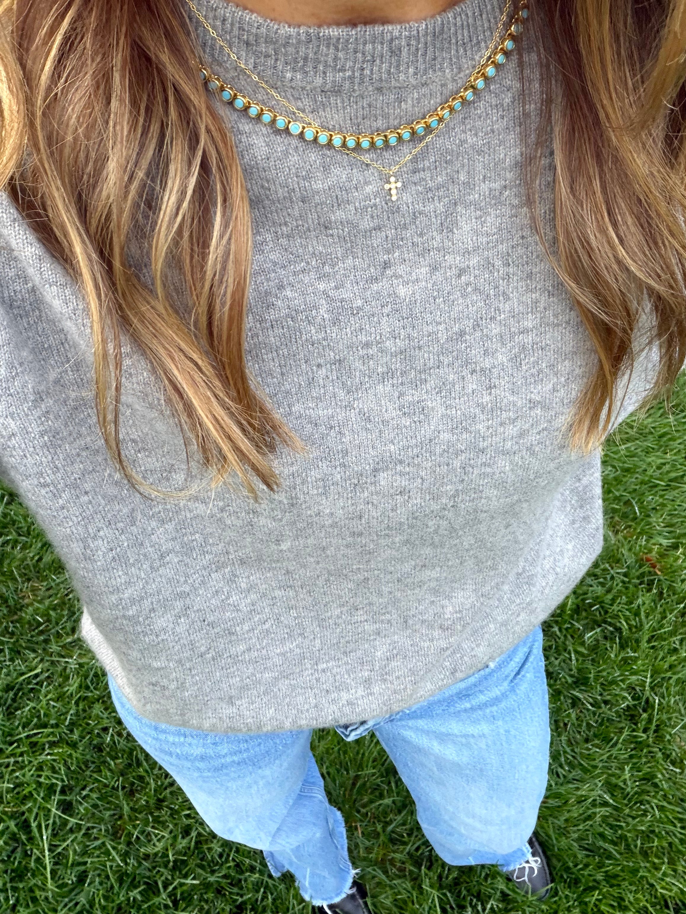 Petite Bezel Cross Necklace