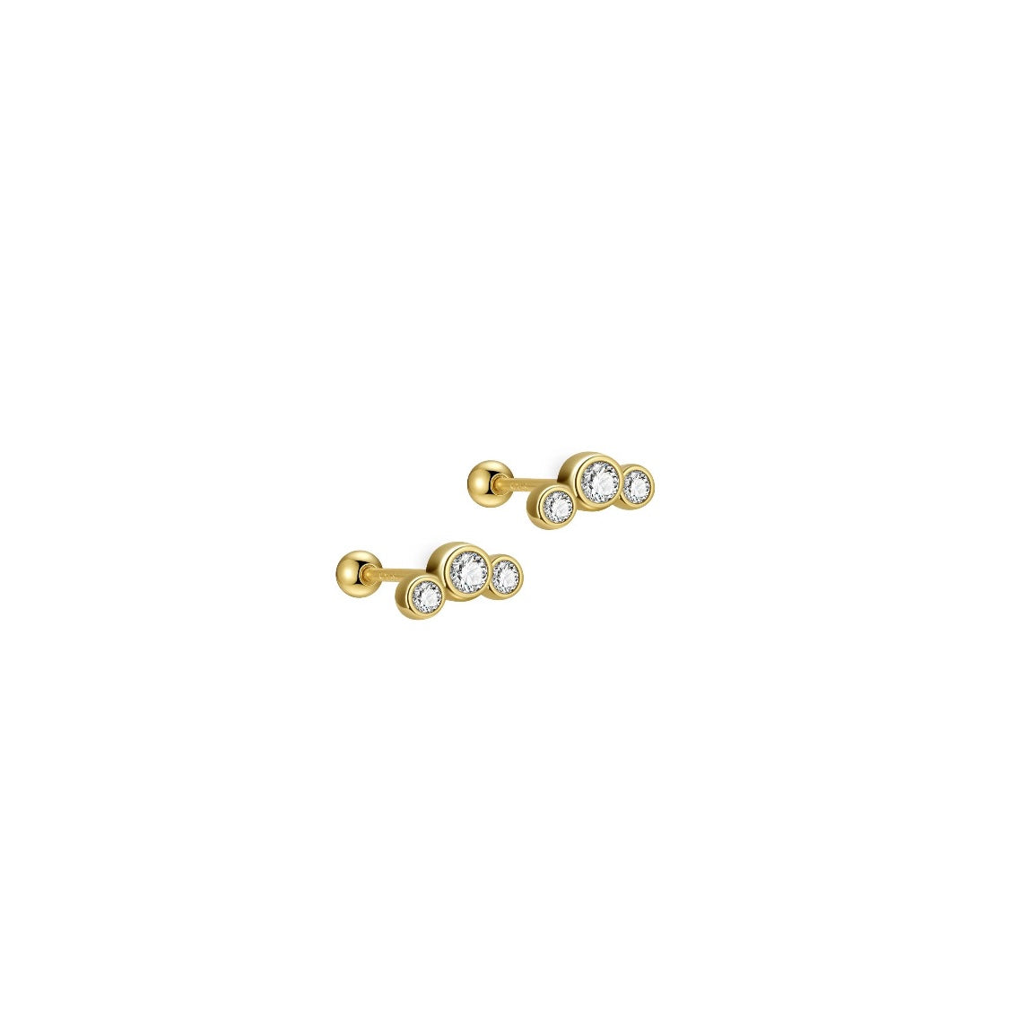 Triple Bezel Stud Earrings