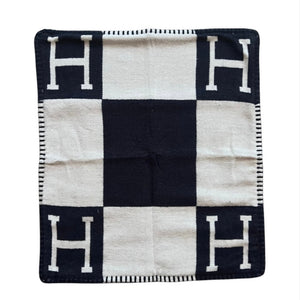 Navy H Pillow Cover