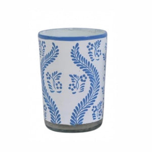 Handpainted Navy Blue Floral Vines Glass/Bud Vase