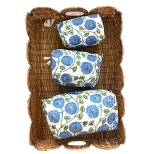 Load image into Gallery viewer, Cotton Block Print Cosmetic Bags - Blue Poppy (Set of 3)
