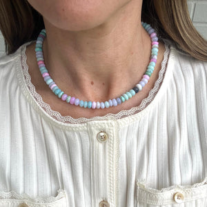 Disco Pink/Blue Gemstone Necklace 15”