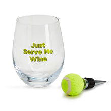 Load image into Gallery viewer, Tennis Stemless Wine Glass with Tennis Ball Wine Stopper