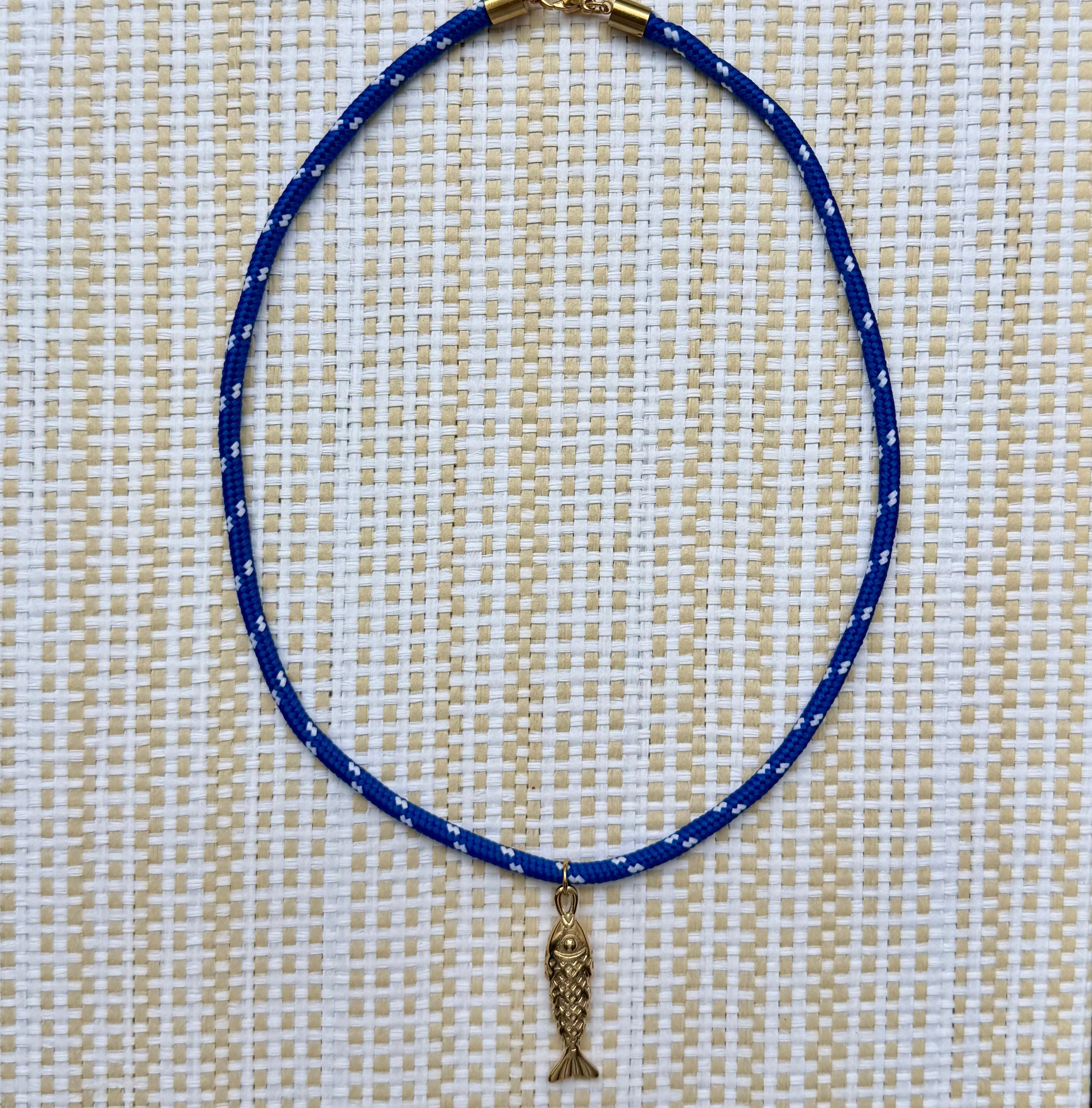 Blue Paracord Fish Charm Necklace (Available 6.5.26 9am cst)