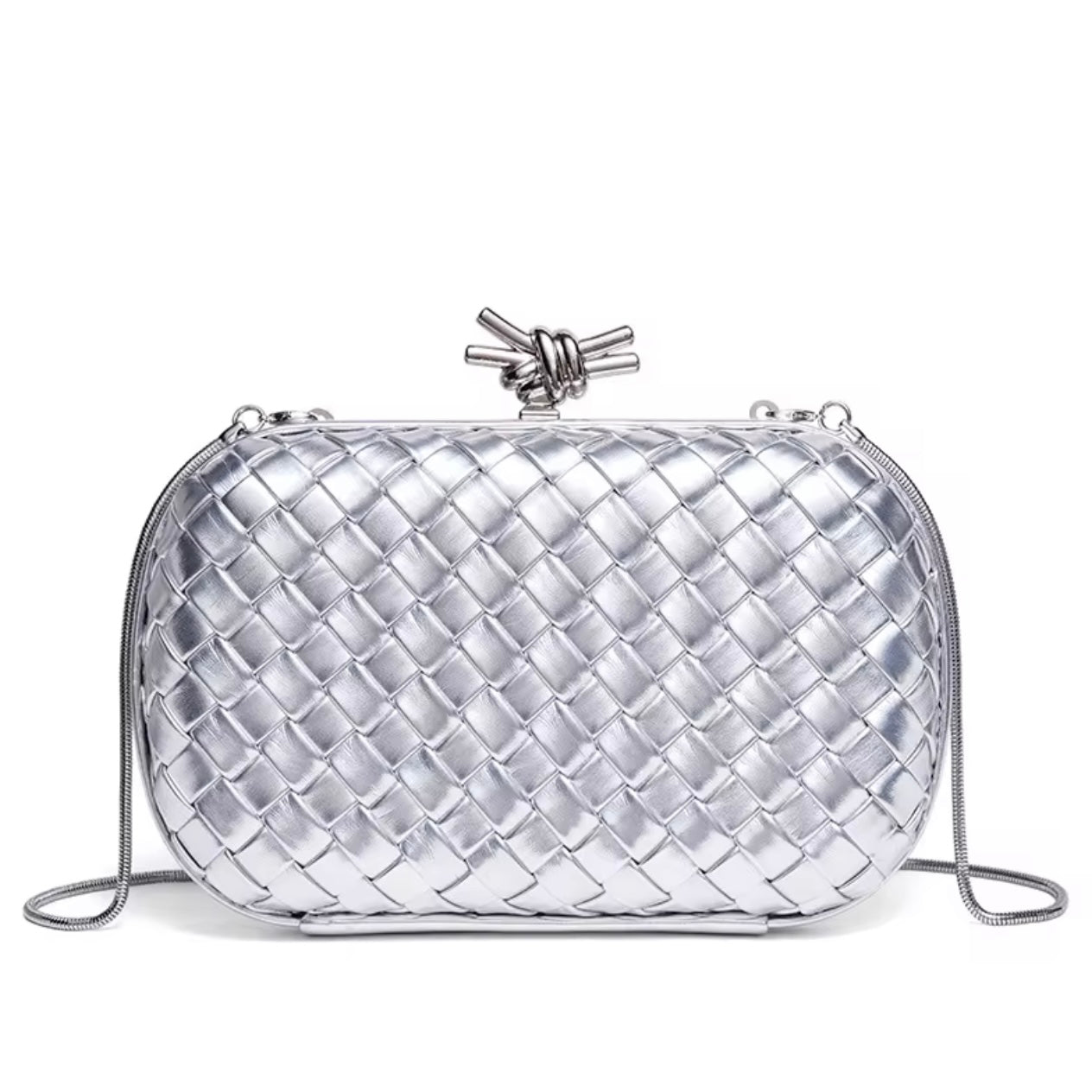 Tinsley Woven Clutch - Silver