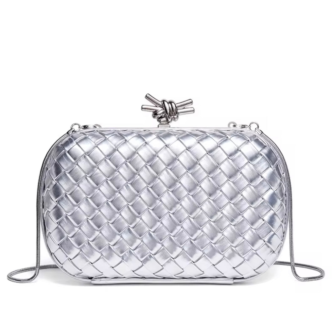 Tinsley Woven Clutch - Silver