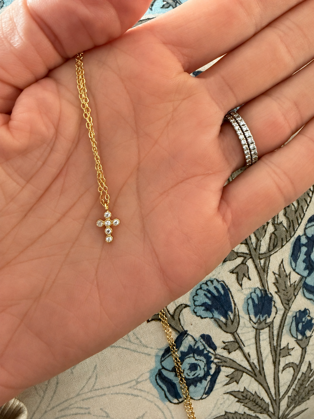 Petite Bezel Cross Necklace