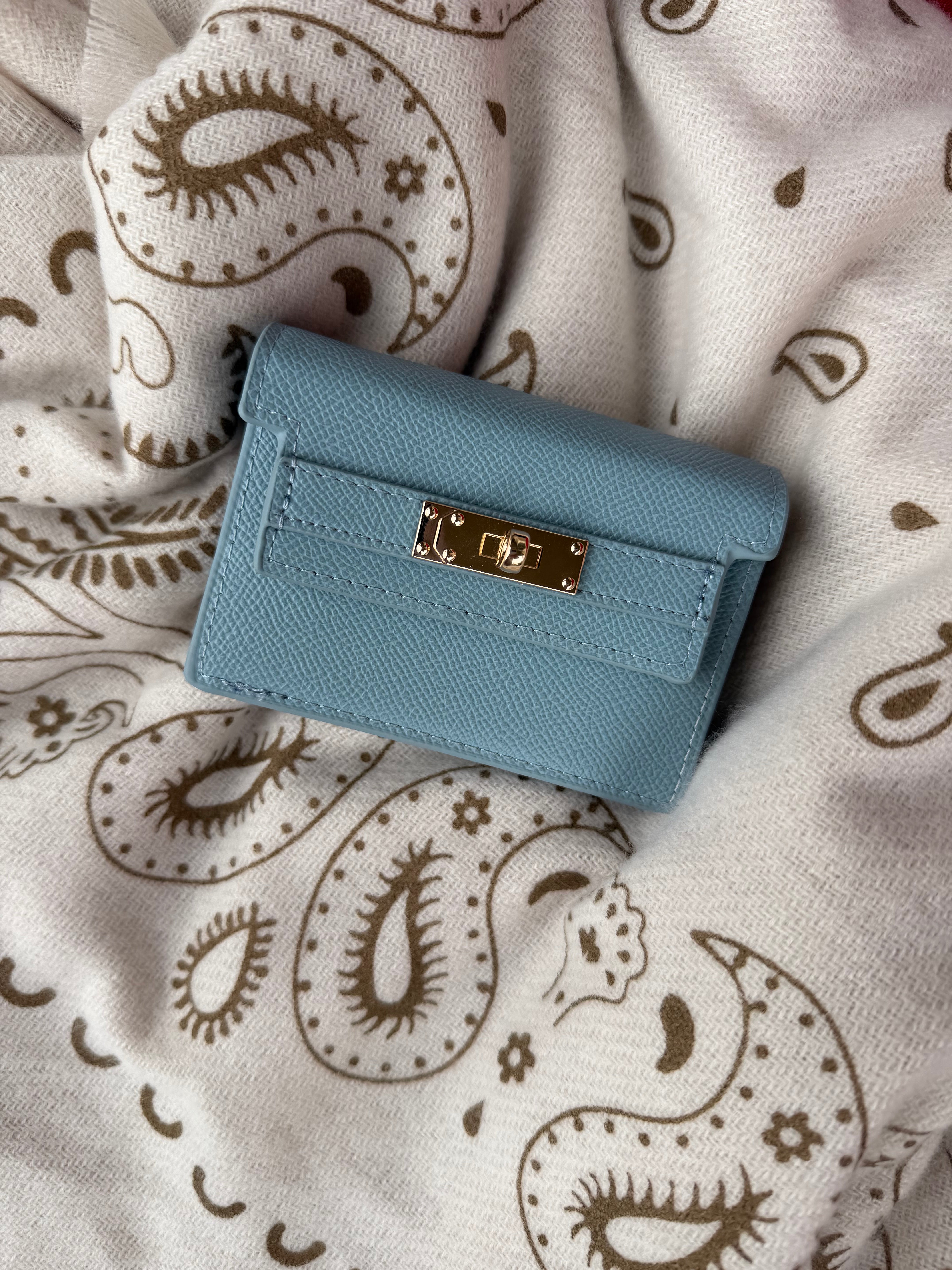 Kelly Leather Wallet - Accordion Card Holder (Ocean Blue)