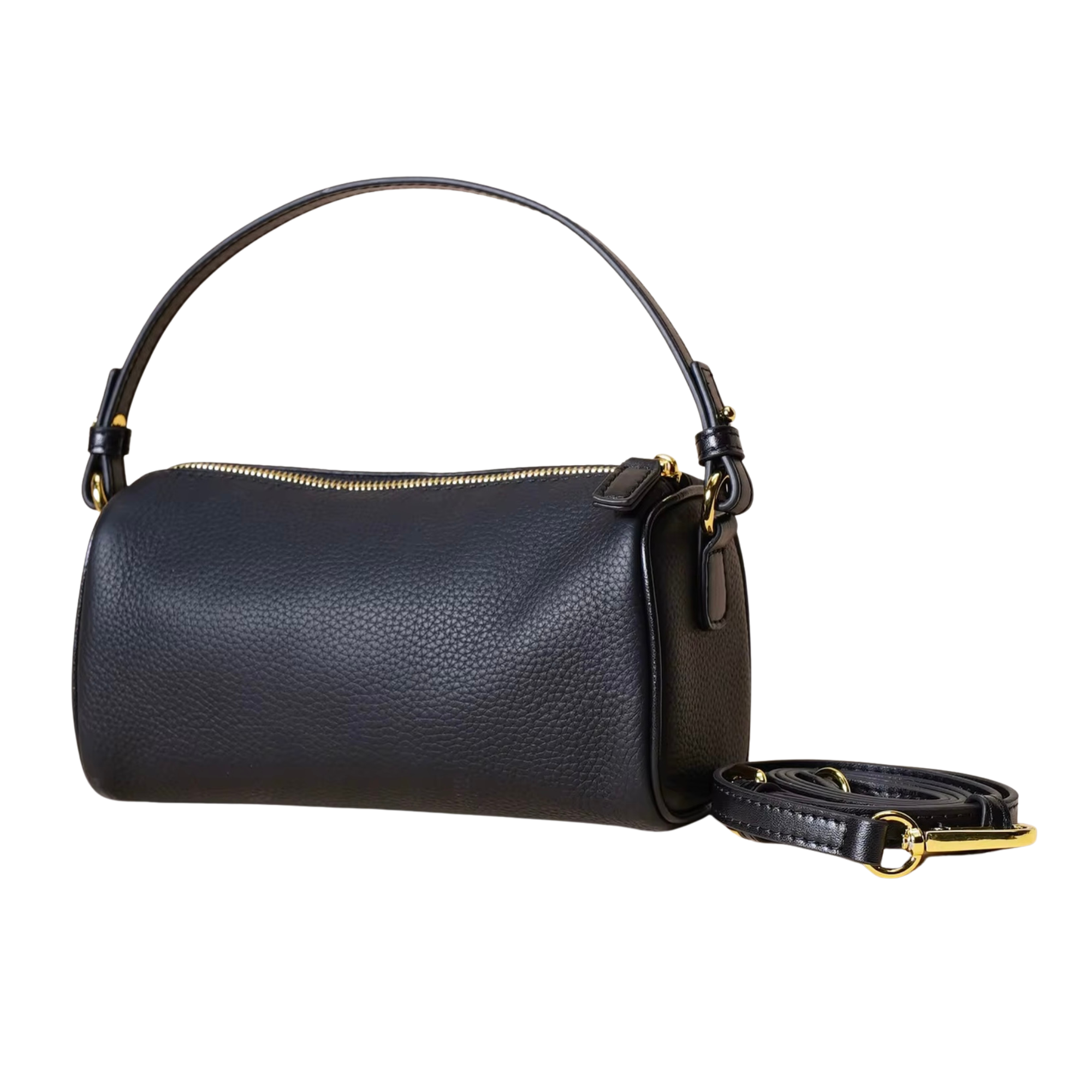 Avery Barrel Leather Bag - Black