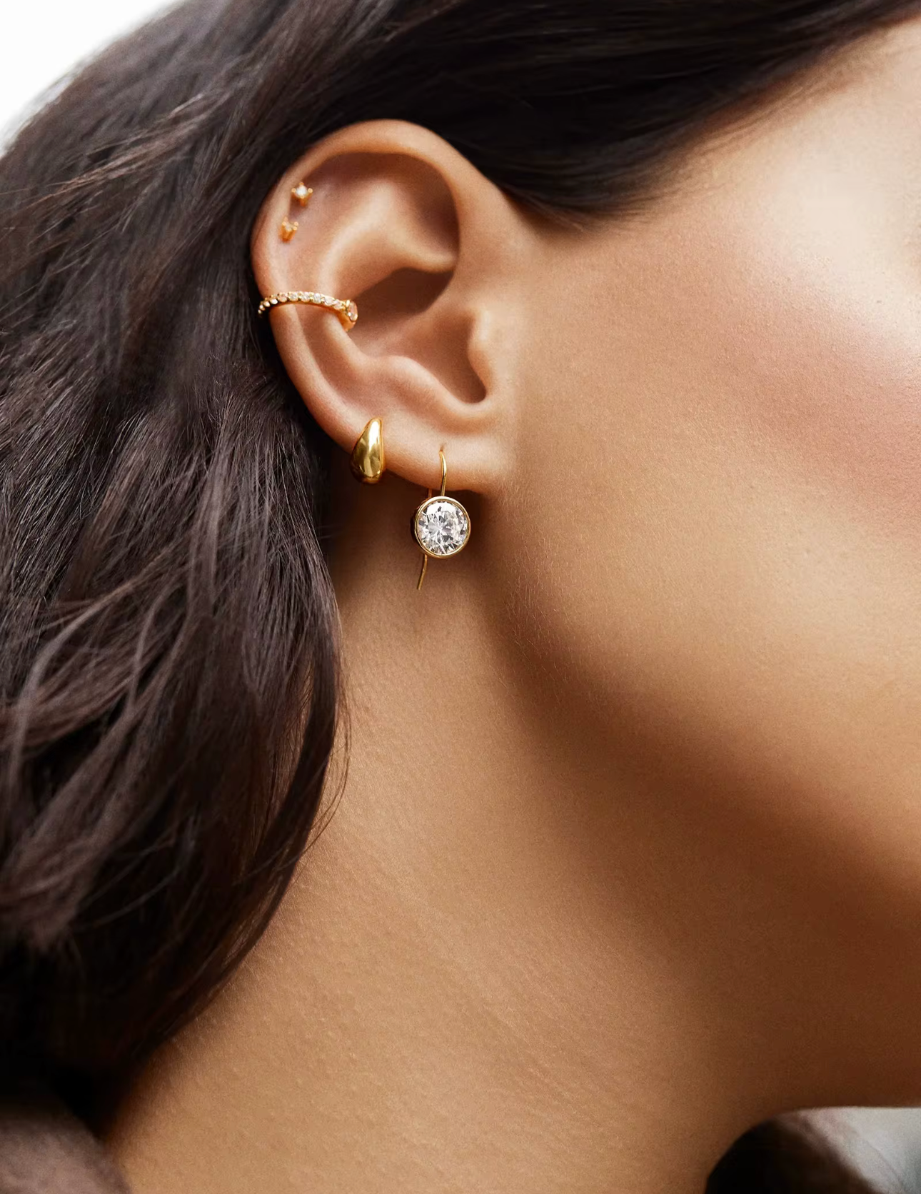 Gold Bezel Drop Earrings