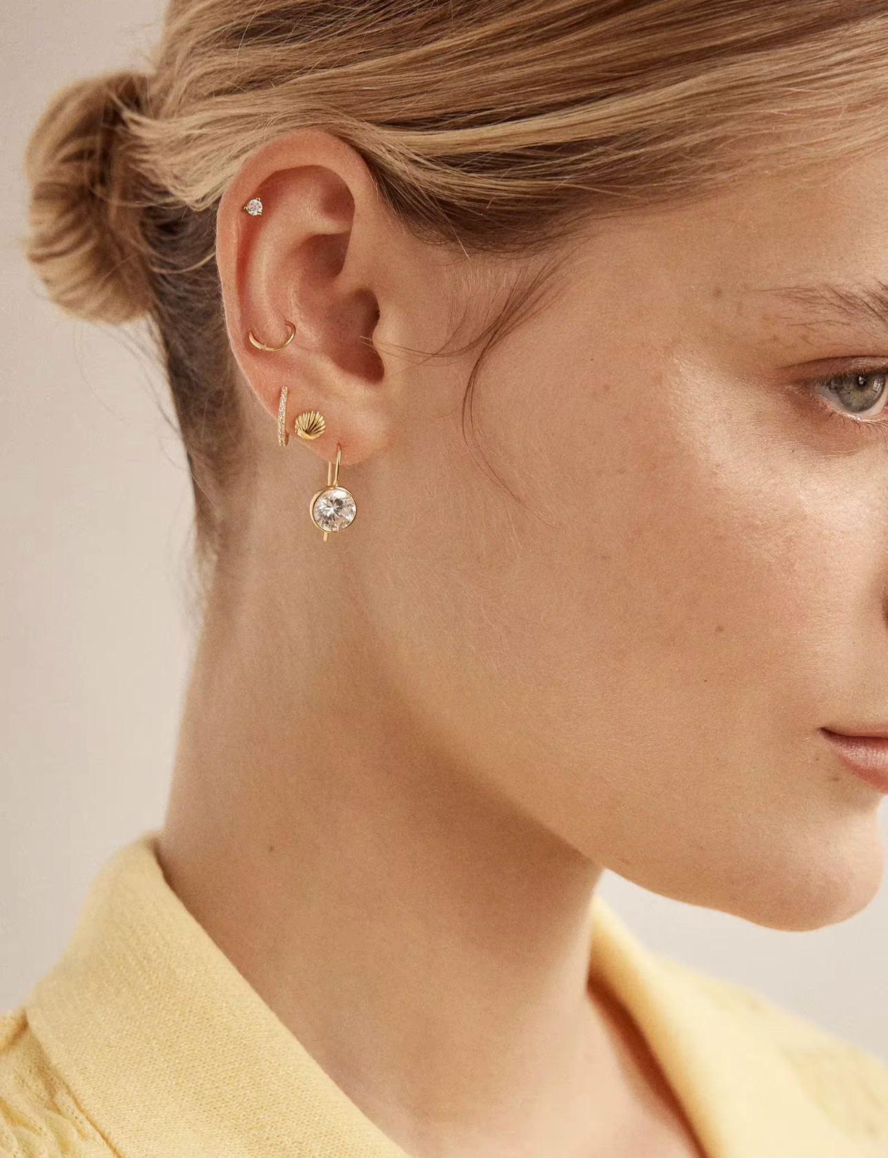 Gold Bezel Drop Earrings