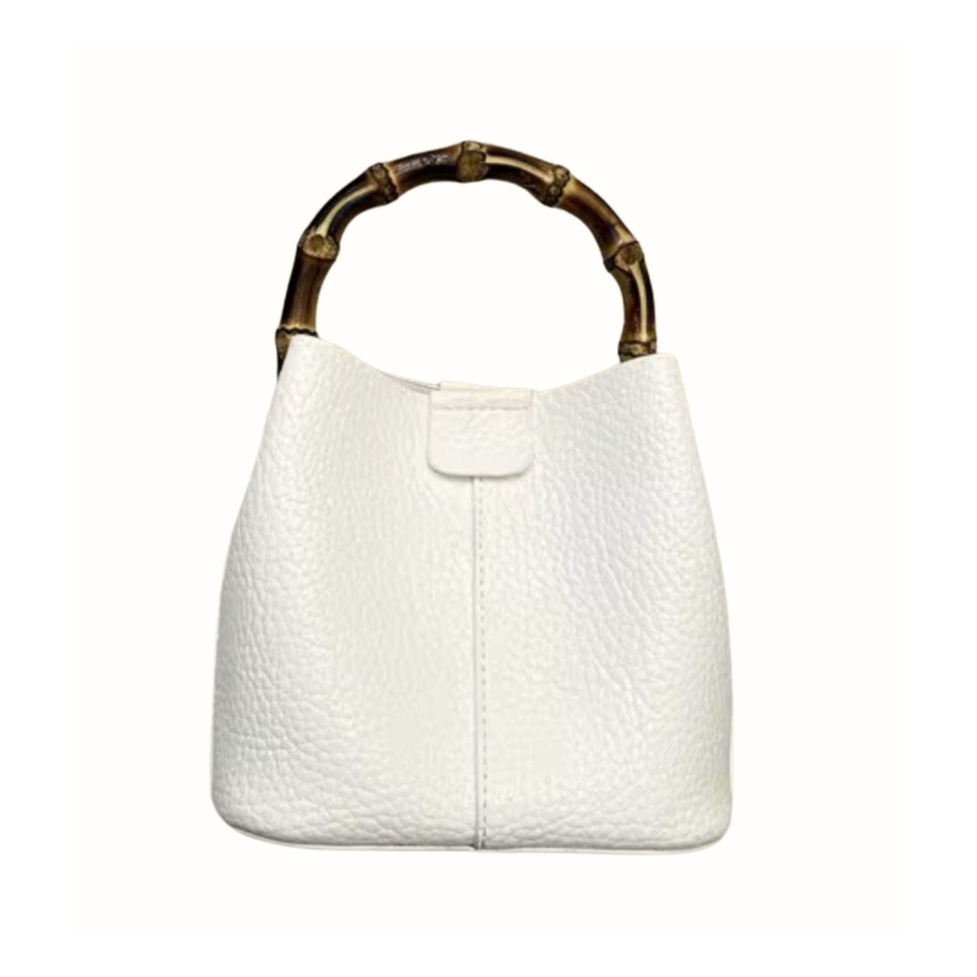 Petite Sutton Bamboo Bucket Bag - White