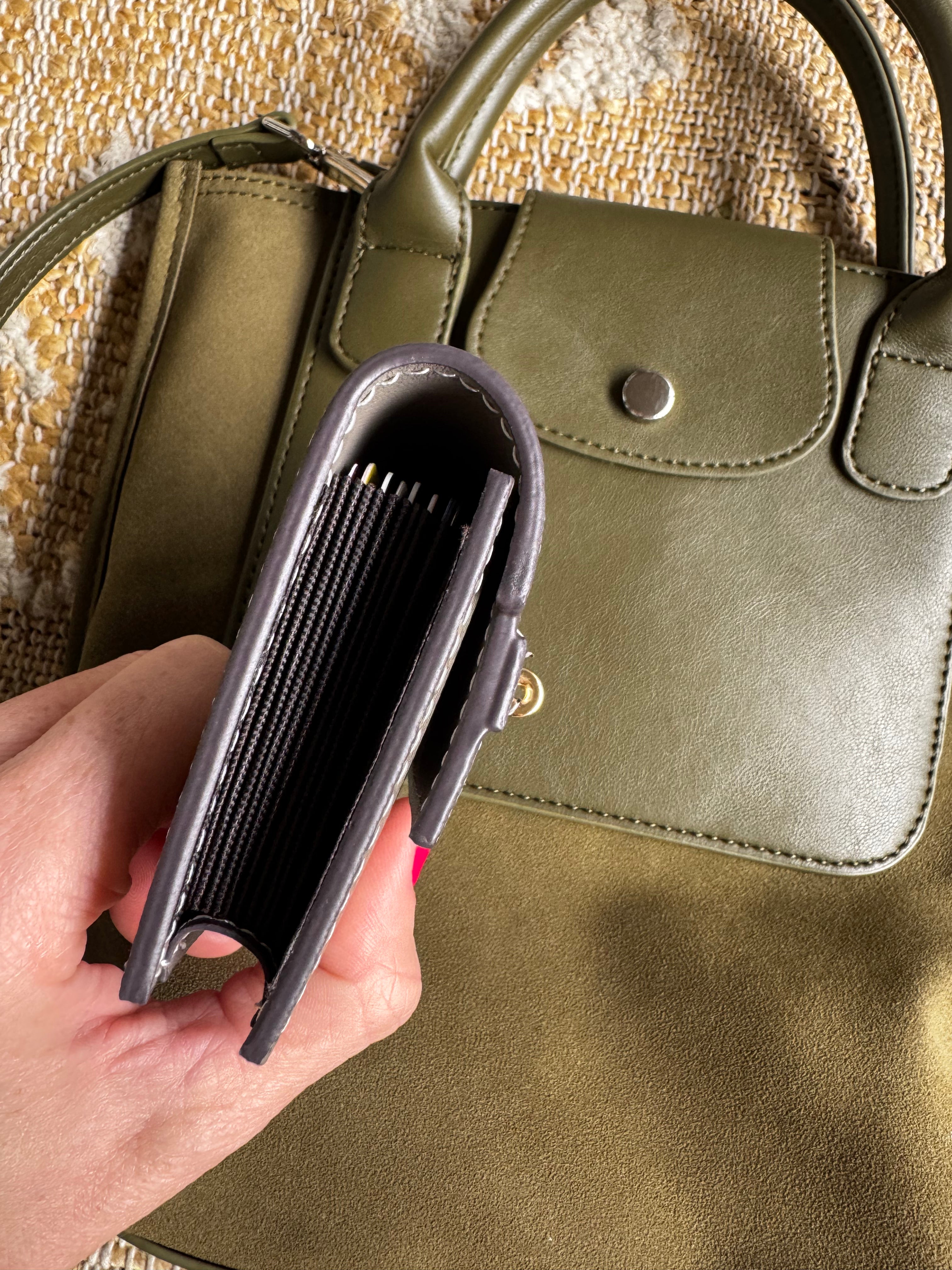 Kelly Card Holder - Gray (Accordion Style - Genuine Leather)