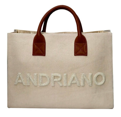 Canvas Pearl Beaded Personalized Tote