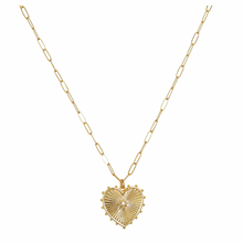 Load image into Gallery viewer, Heart Charm Paperclip Necklace (Gold Filled)