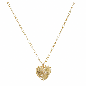 Heart Charm Paperclip Necklace (Gold Filled)