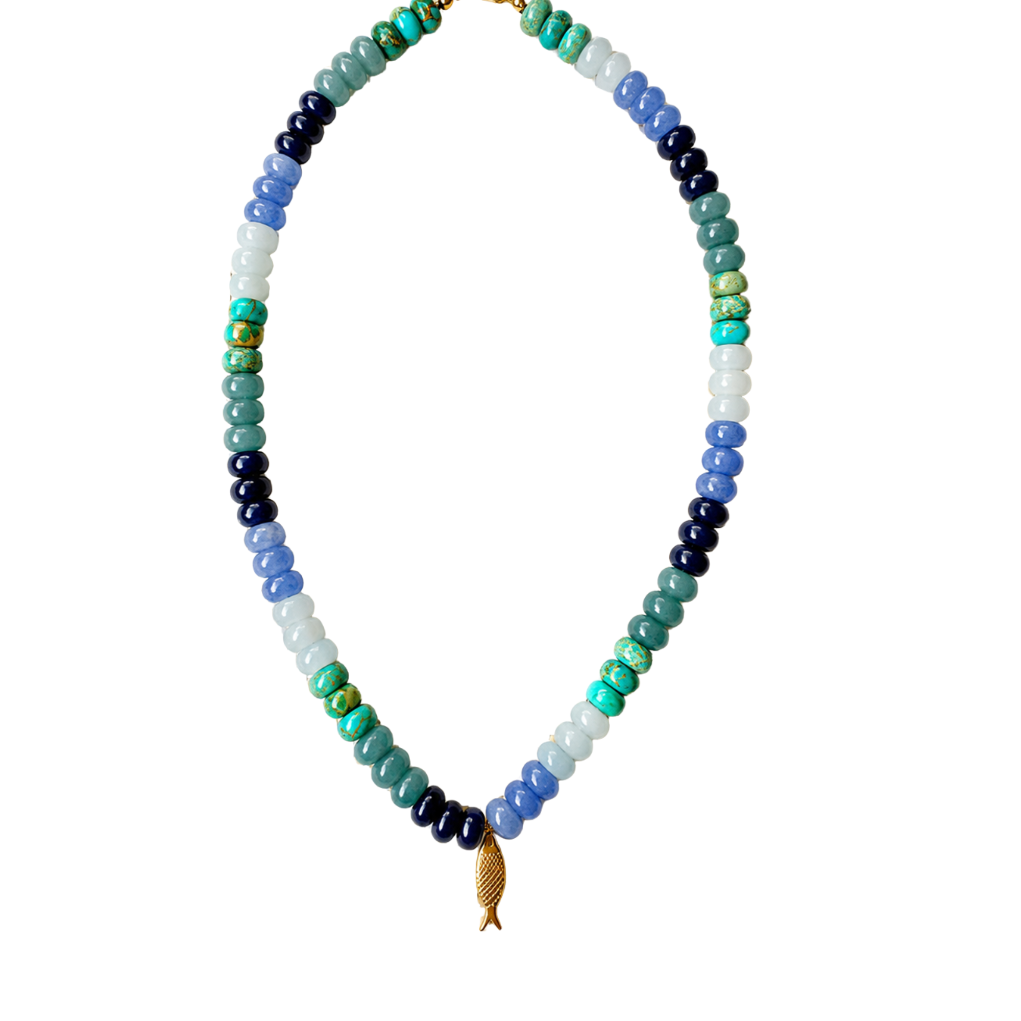 Multi Blue Fish Beaded Necklace (Available 6.5.26 9am cst)
