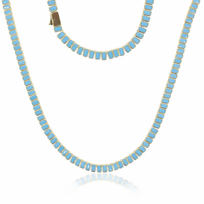 Turquoise Tile Tennis Necklace (2 Sizes) (Available 6.5.26 9am cst)