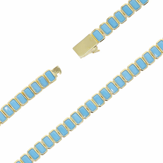 Turquoise Tile Tennis Necklace (2 Sizes) (Available 6.5.26 9am cst)
