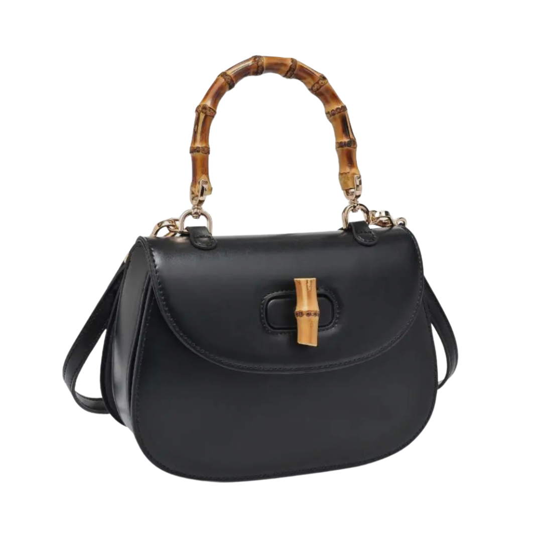 Harper Black Bamboo Handle Crossbody/Clutch