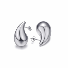 Load image into Gallery viewer, Teardrop Statement Stud Earrings (Silver)