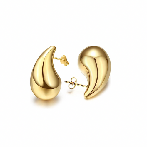 Teardrop Statement Stud Earrings (Gold)