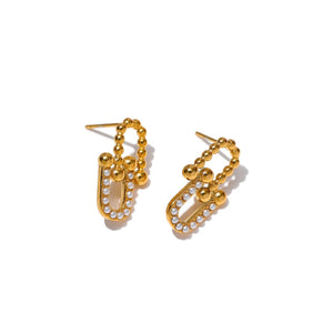 Mini Geometric Pearls Stud Drop Earrings