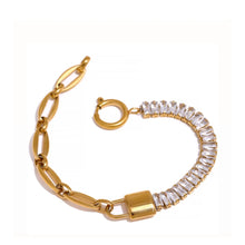 Load image into Gallery viewer, Gold Jewel + Chain Links Bracelet (tarnish free)