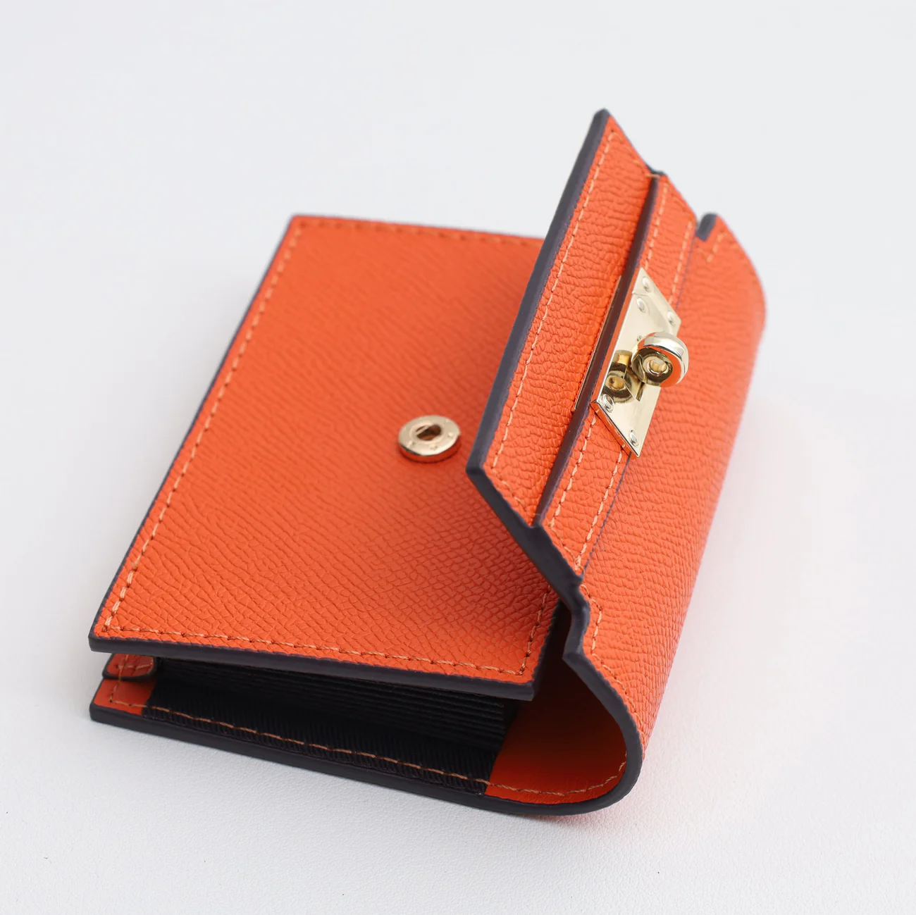 Kelly Leather Wallet - Accordion Card Holder (Orange)