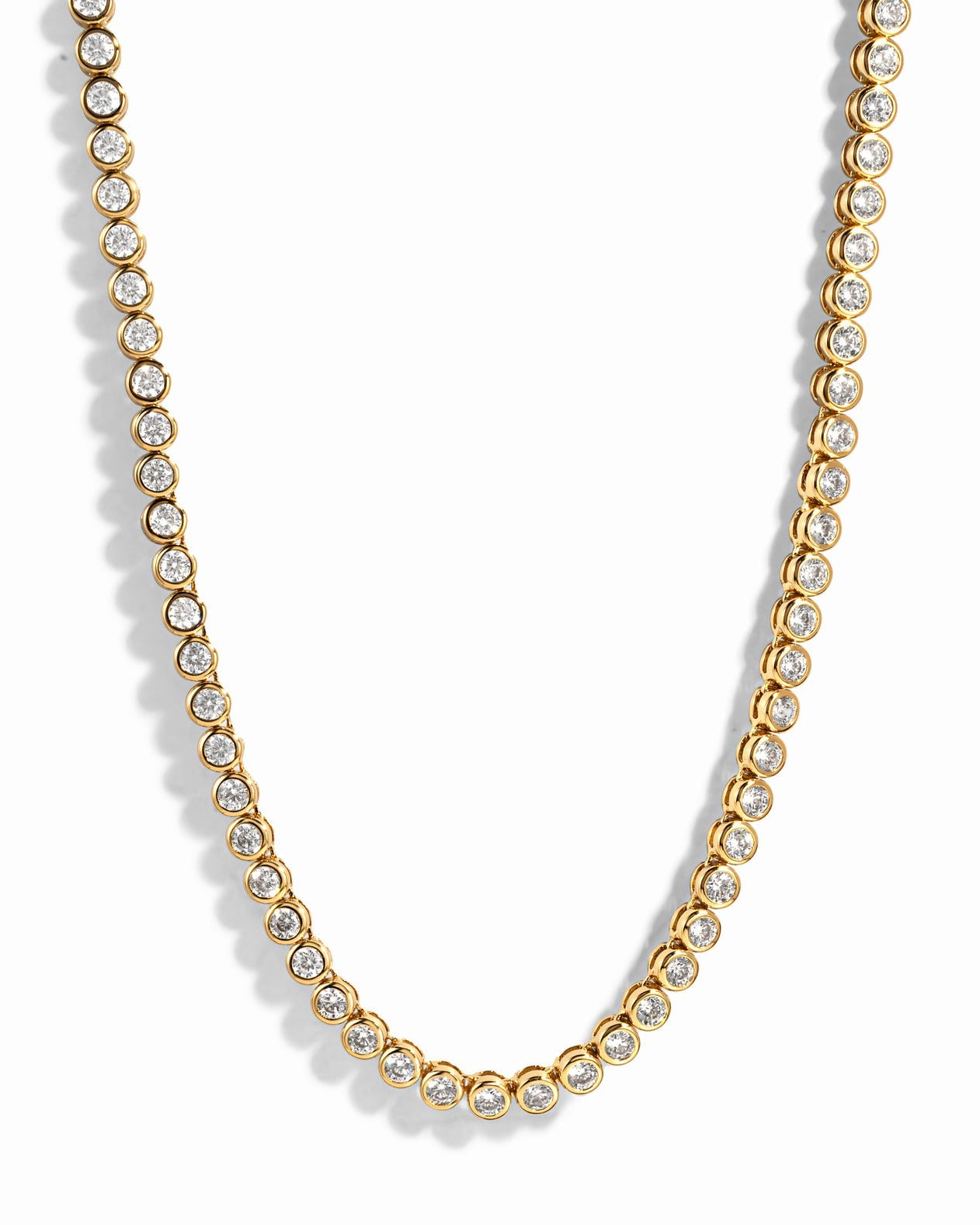 Diamond Bezel Tennis Necklace - Gold (2 Sizes)