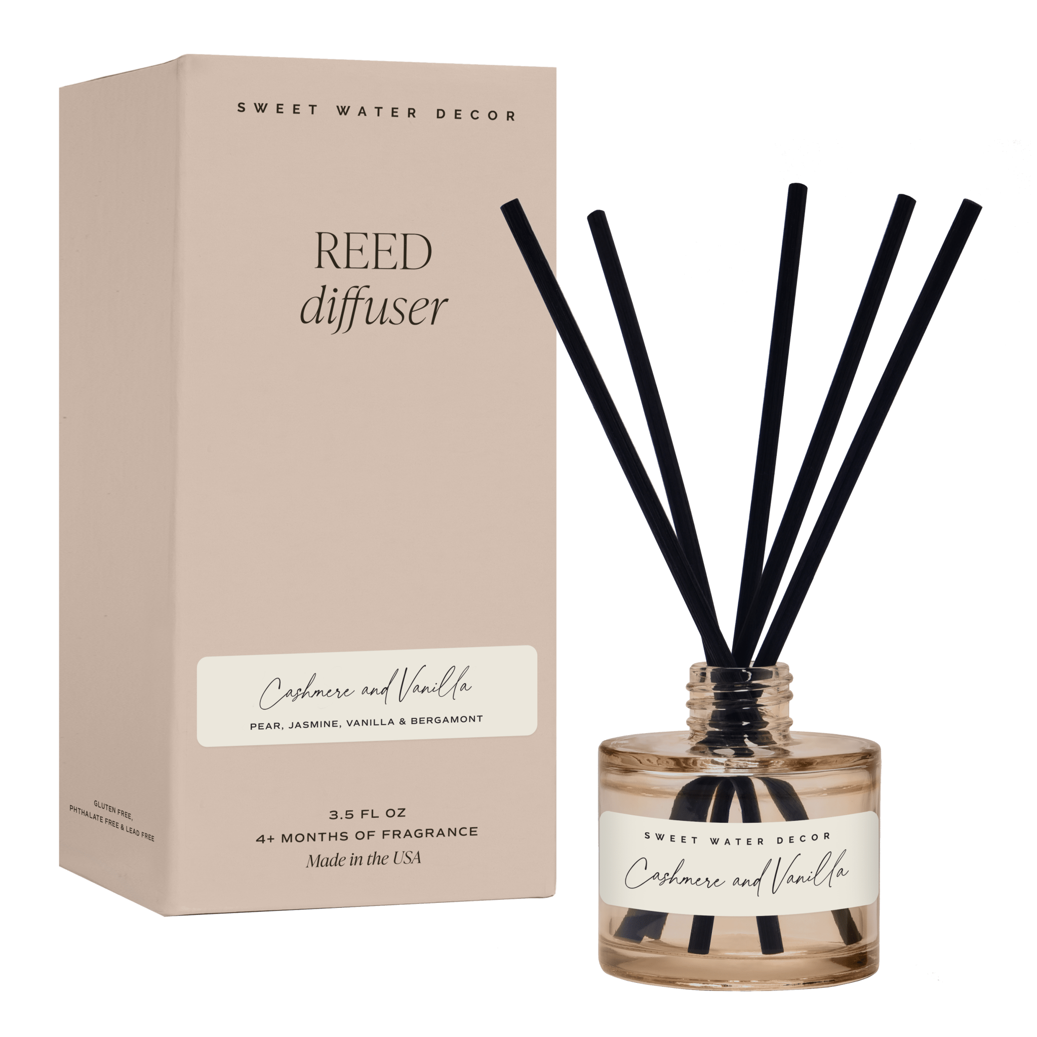 Cashmere and Vanilla Tinted Glass Jar Reed Diffuser