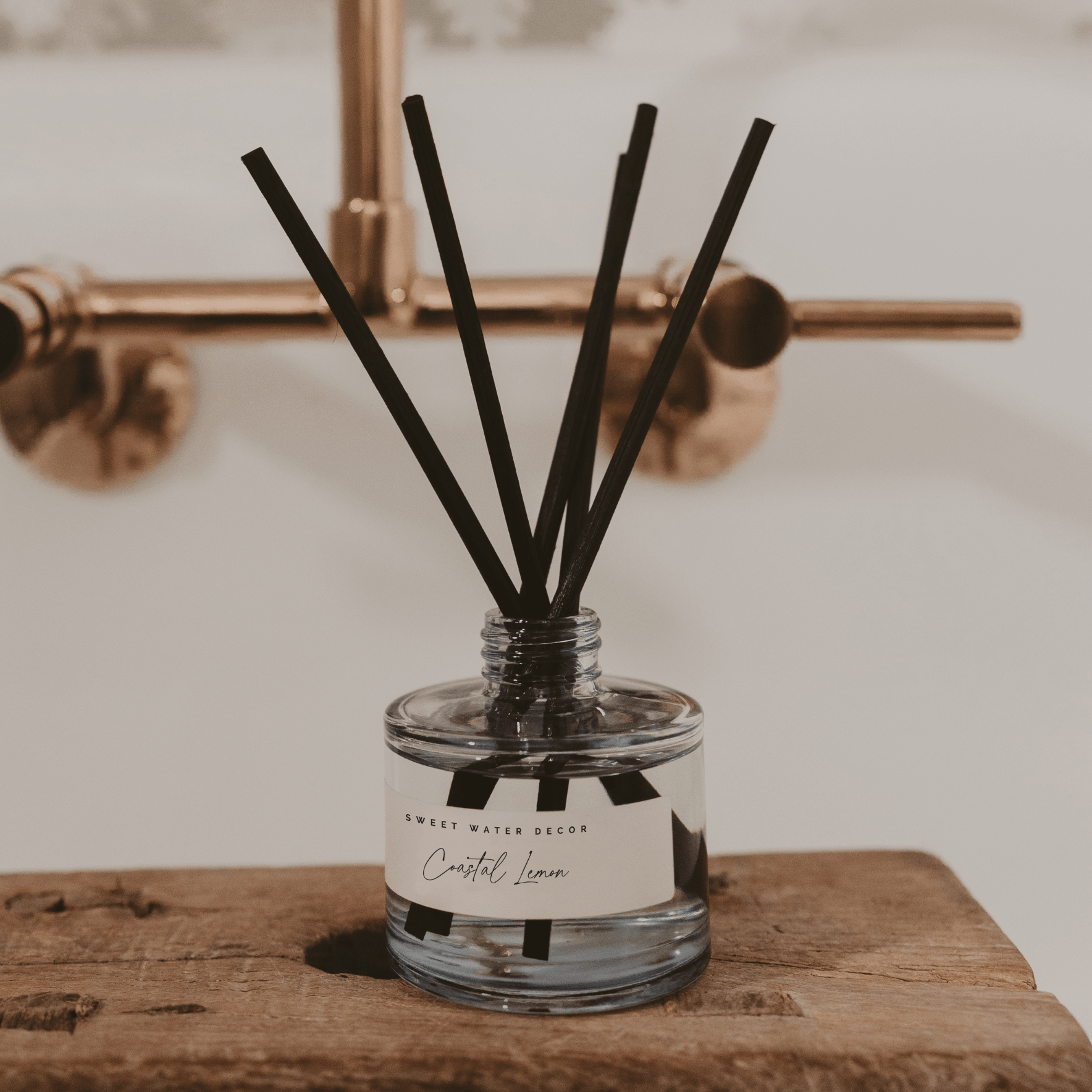 Coastal Lemon Blue Tinted Glass Jar Reed Diffuser