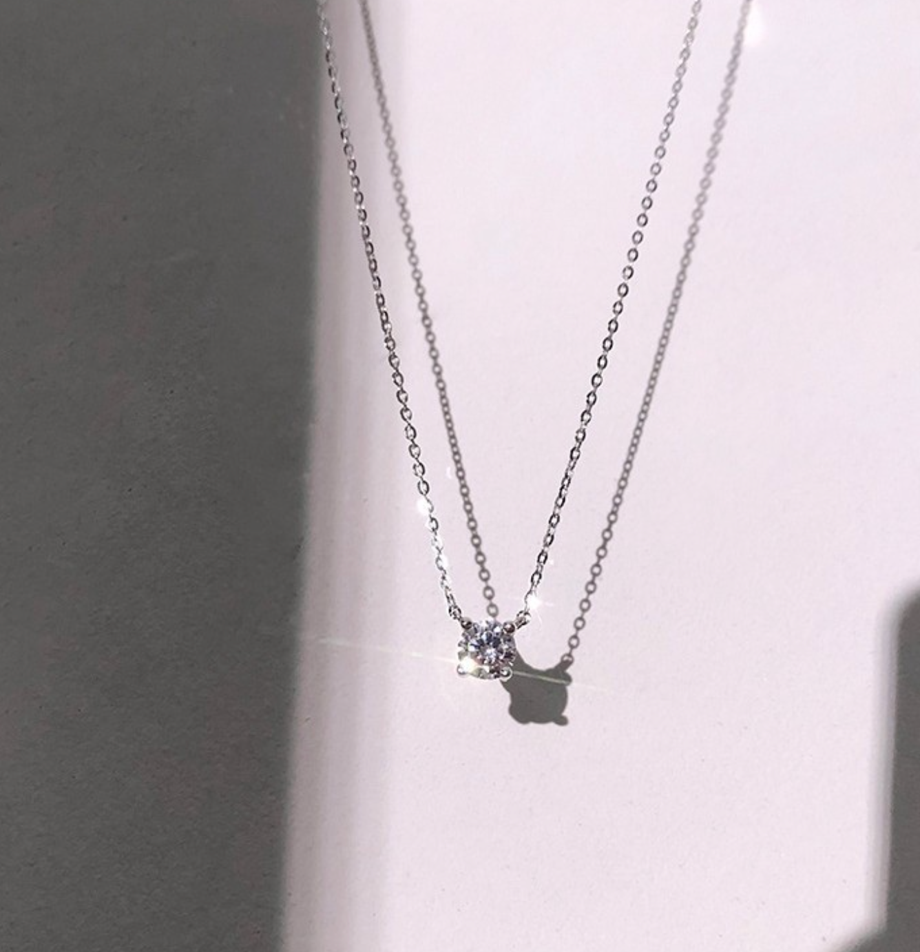Silver Round Solitaire Necklace