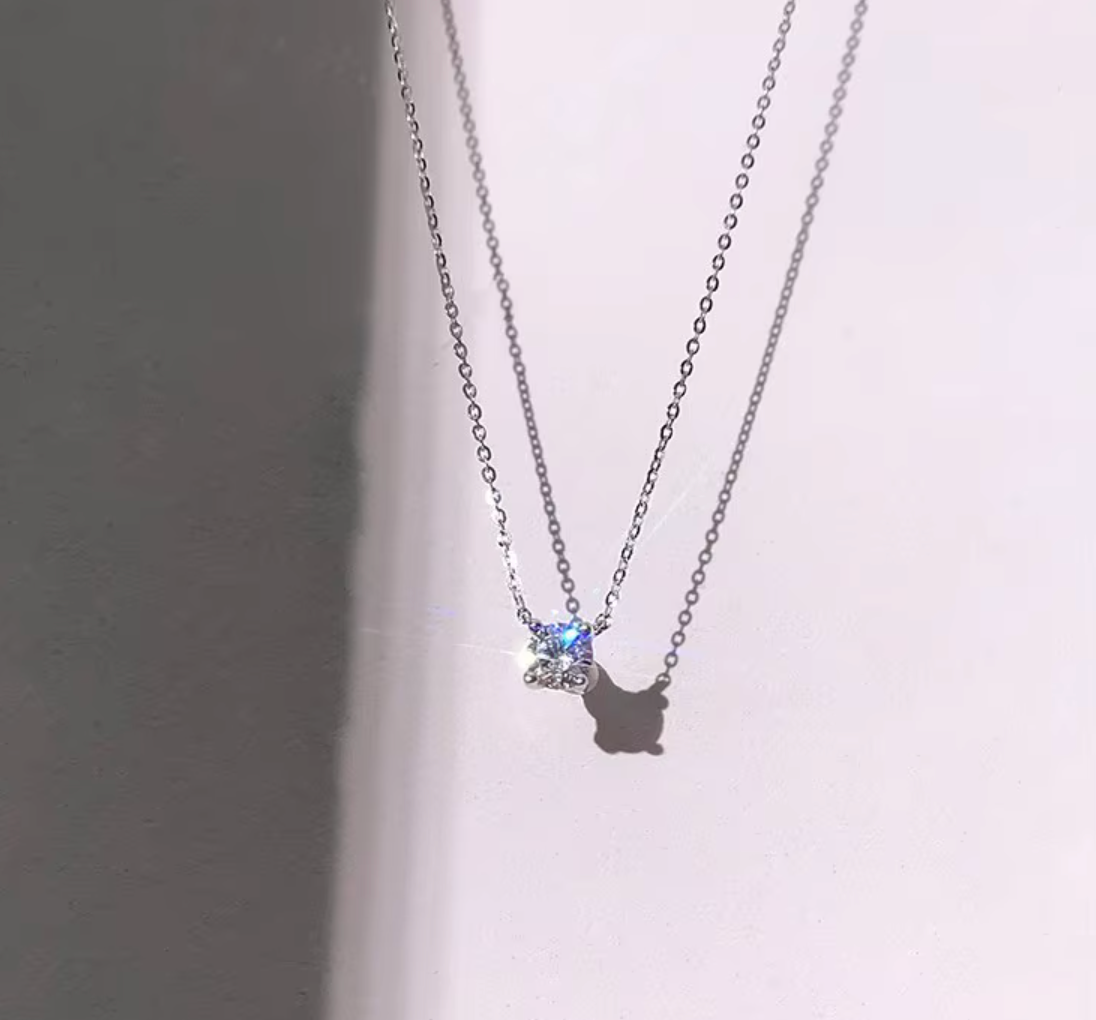Silver Round Solitaire Necklace